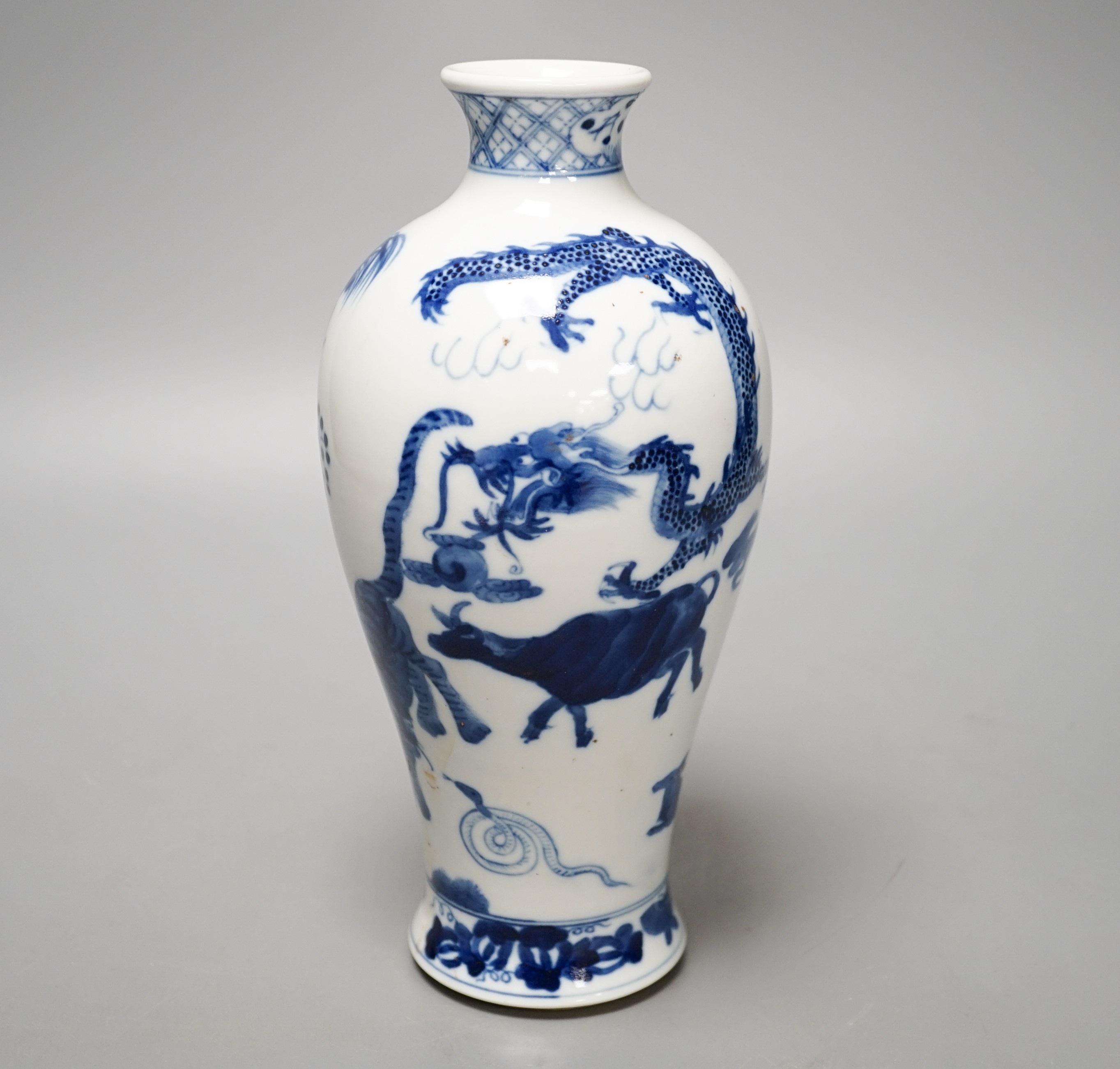 A Chinese blue and white ‘zodiac animals’ vase 23.5cm